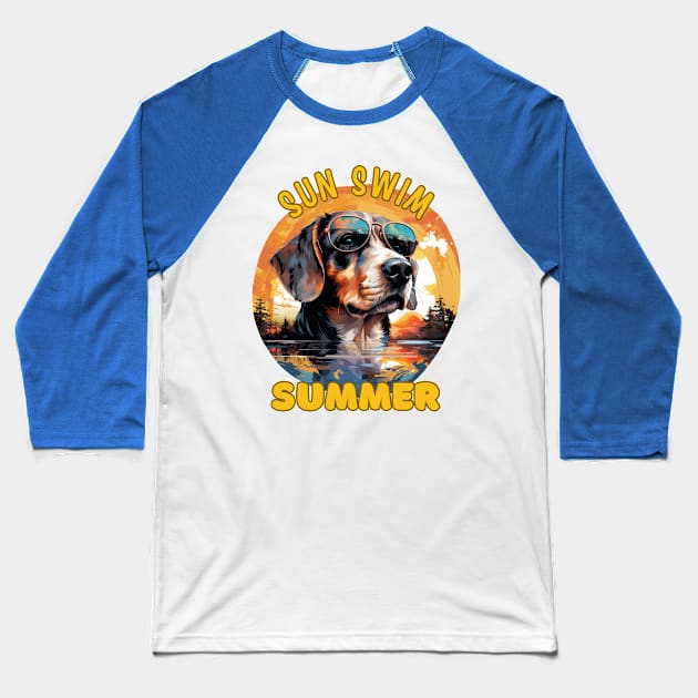 The Beagle Dog's Vacation. Sun Swim Summer. Baseball T-Shirt by Cute Dogs AI